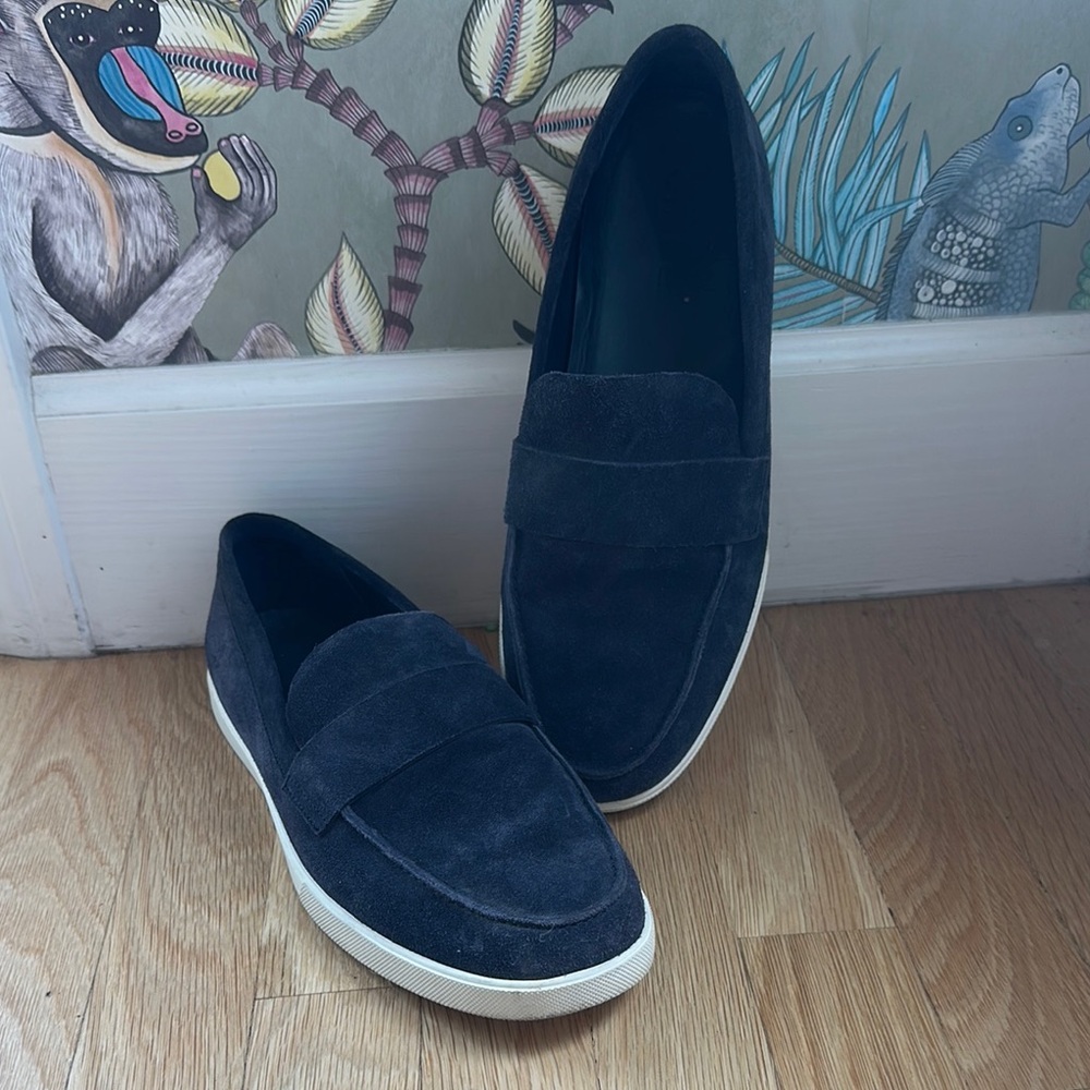 Vince Men's Navy Suede Slip-On Loafers